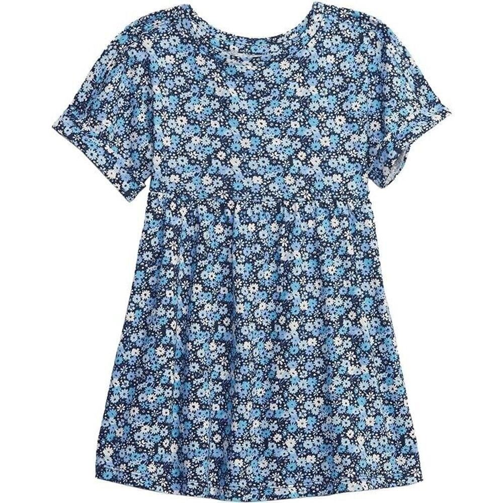 NWT GAP Baby Girls Skater Dress Blue Floral Size 0-3 Mos